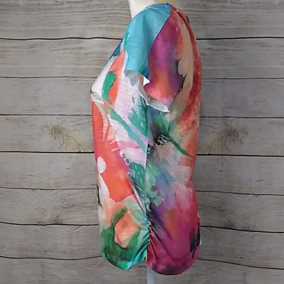 Chico's Embellished Floral Tee Women's Size 1 (M) - Picture 3 of 8